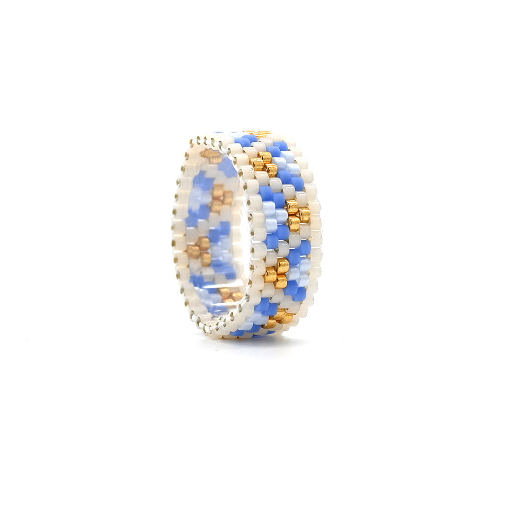 Naronna handmade woven Emma Ring with colourful pattern