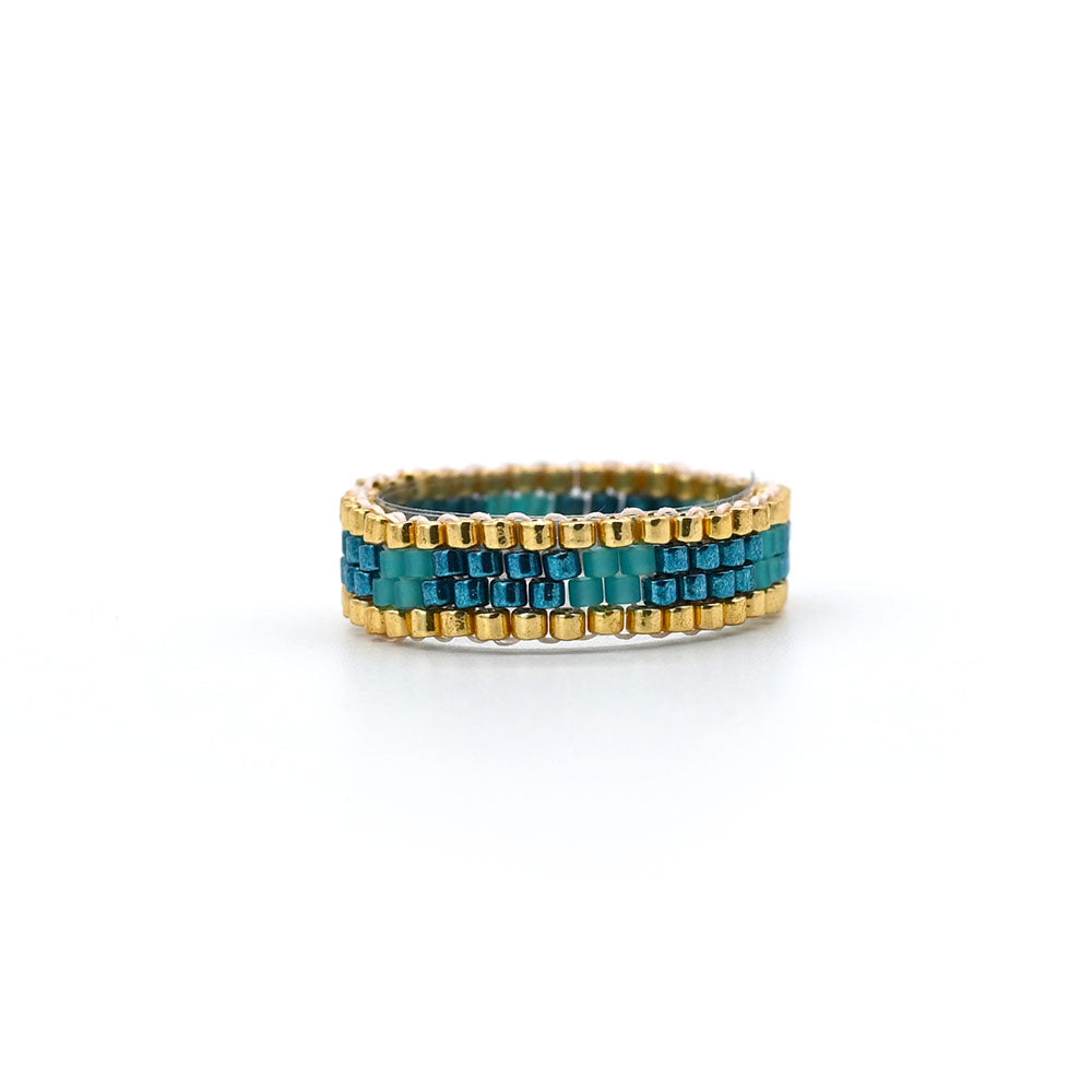 Naronna handmade woven Eve Ring with colourful pattern