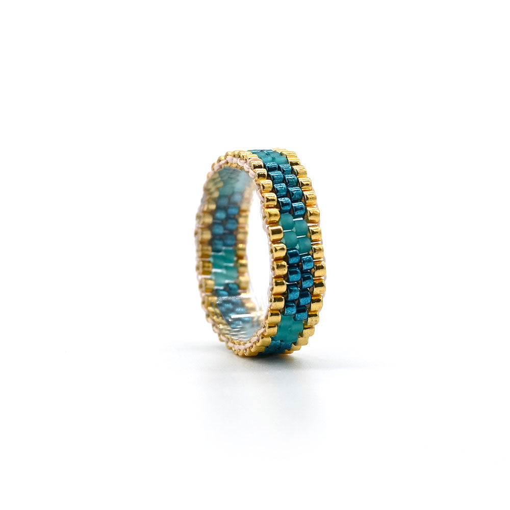 Naronna handmade woven Eve Ring with colourful pattern