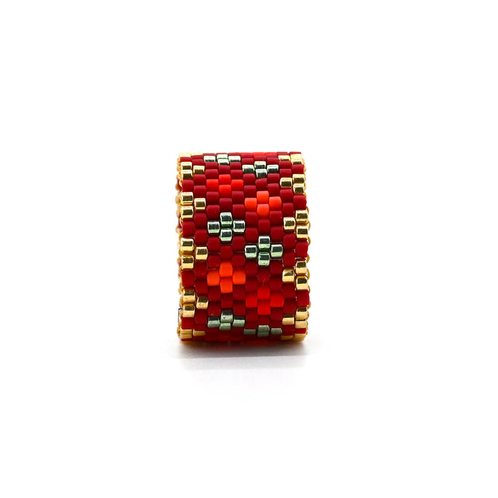 Naronna handmade woven Ezra Ring with colourful pattern