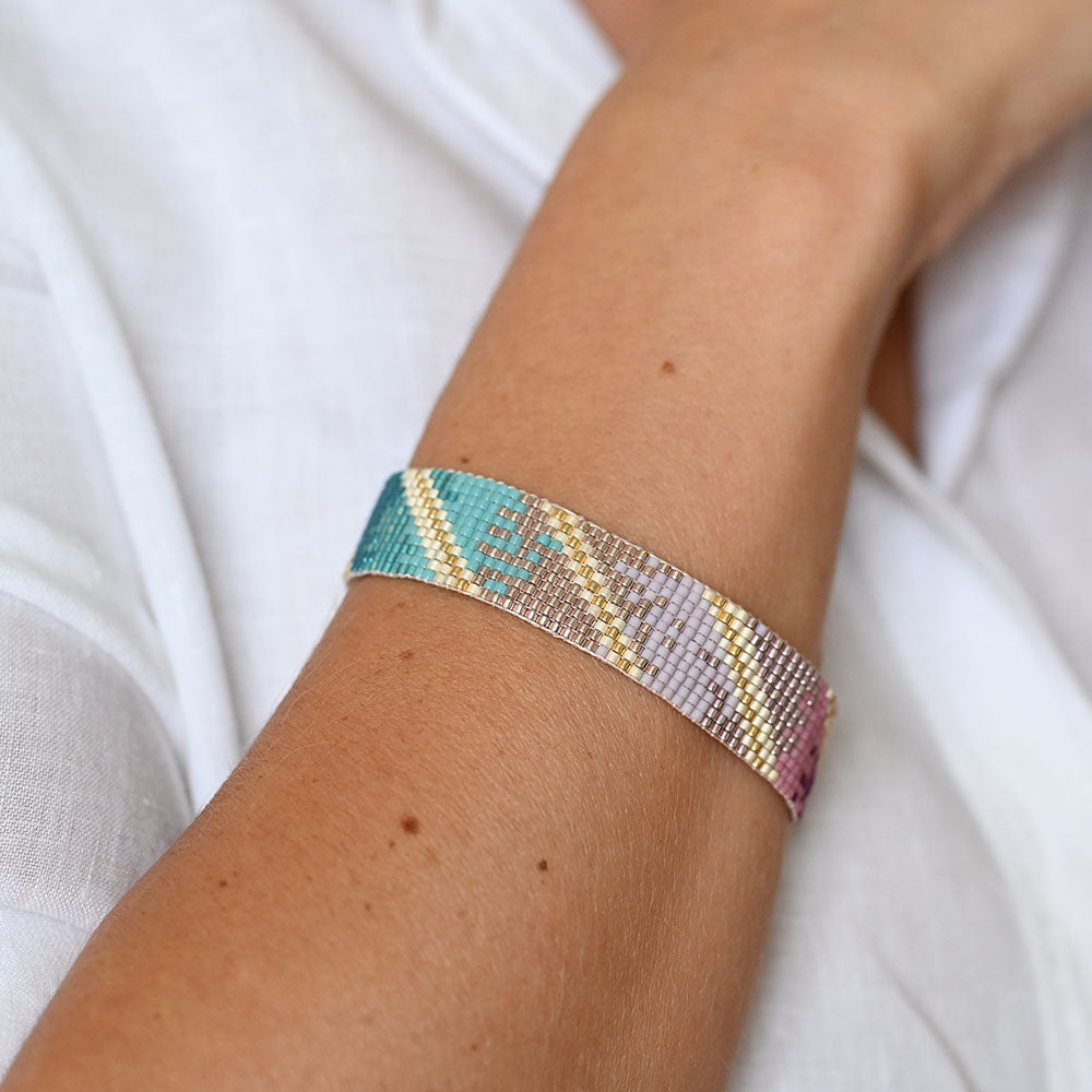 Naronna handmade woven Gemini Bracelet with colourful pattern