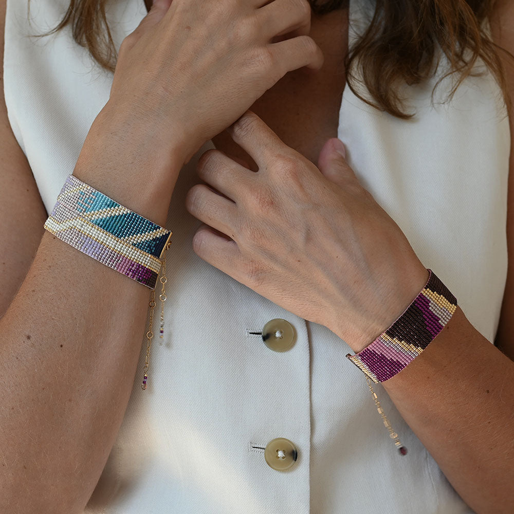 Naronna handmade woven Gemini Bracelet with colourful pattern