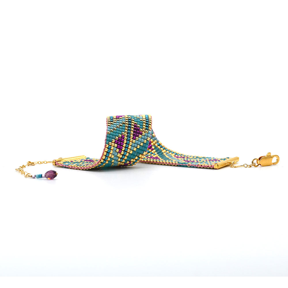 Naronna handmade woven Genesis Bracelet with colourful pattern