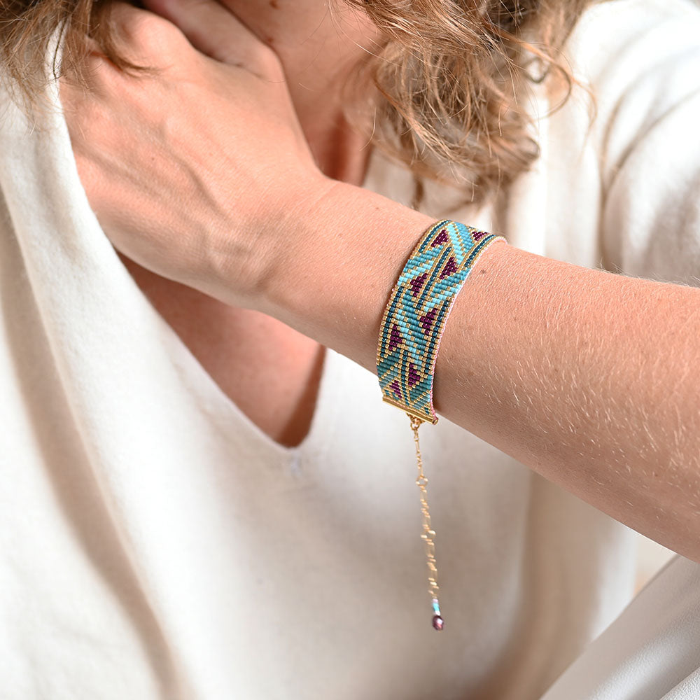 Naronna handmade woven Genesis Bracelet with colourful pattern