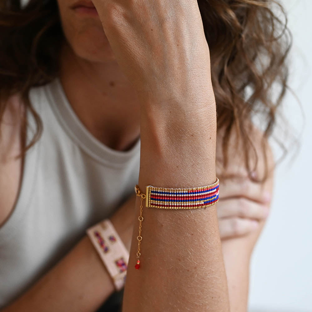 Naronna handmade woven Giselle Bracelet with colourful pattern