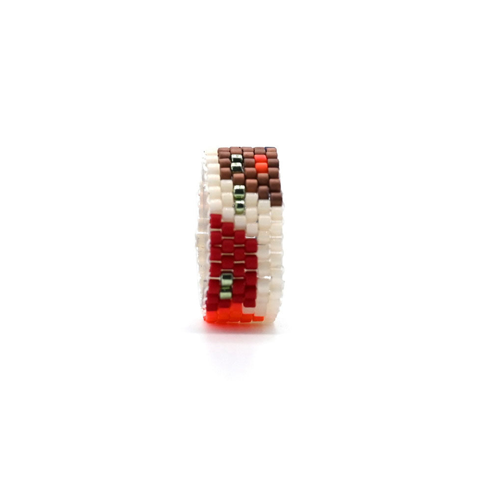 Naronna handmade woven Greta Ring with colourful pattern