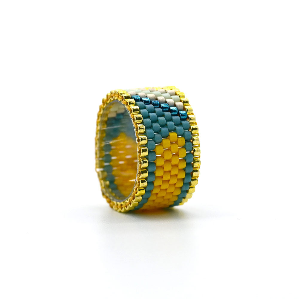 Naronna handmade woven Indie Ring with colourful pattern