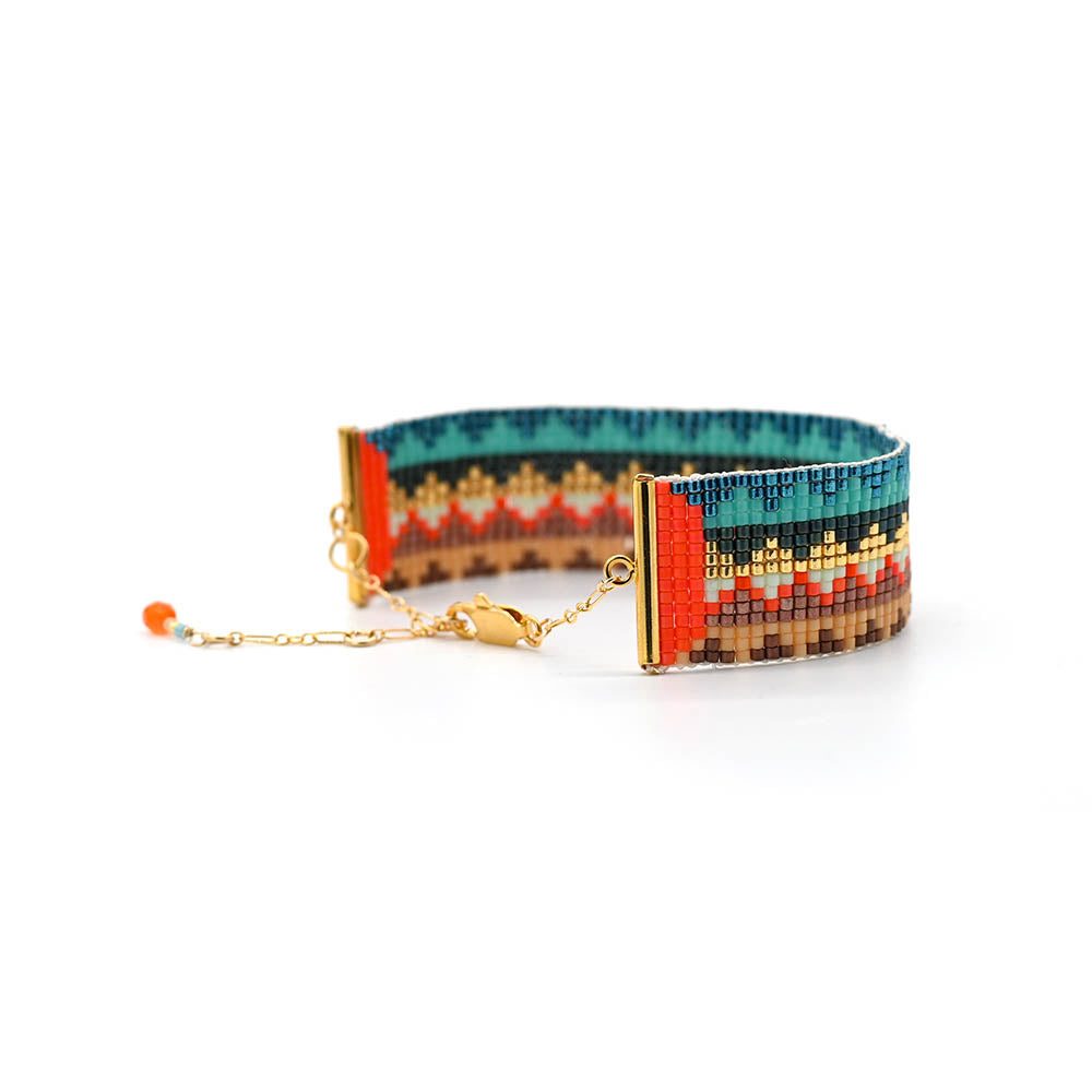 Naronna handmade woven Isabelle Bracelet with colourful pattern