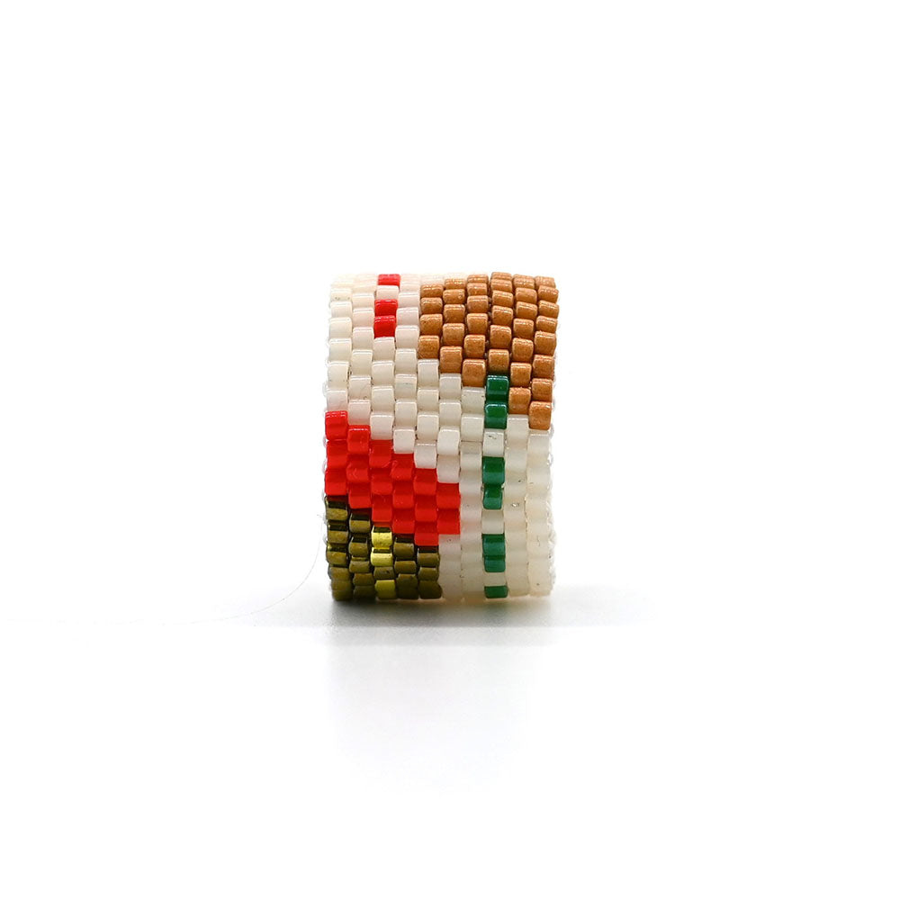 Naronna handmade woven Joy Ring with colourful pattern