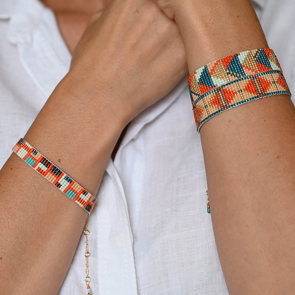 Naronna handmade woven Khloe Bracelet with colourful pattern