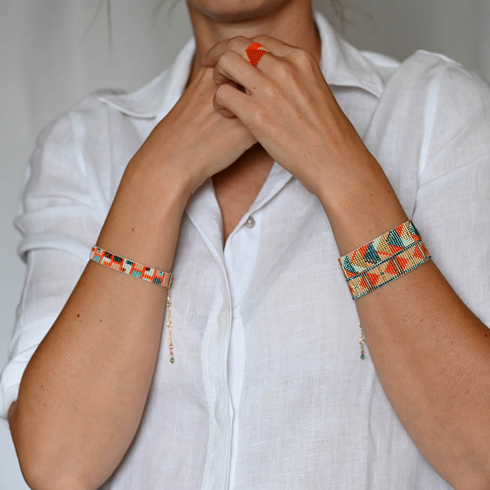 Naronna handmade woven Khloe Bracelet with colourful pattern