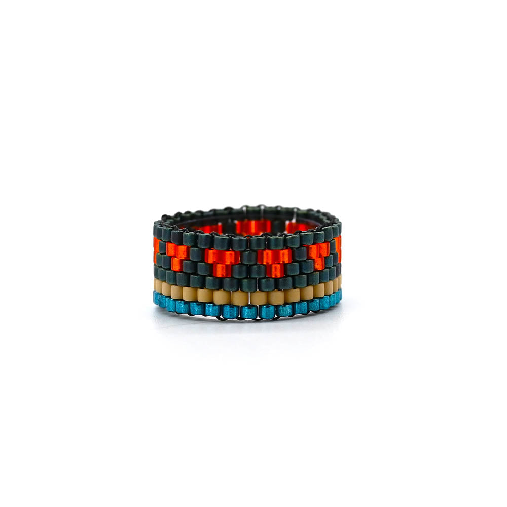 Naronna handmade woven Lanny Ring with colourful pattern