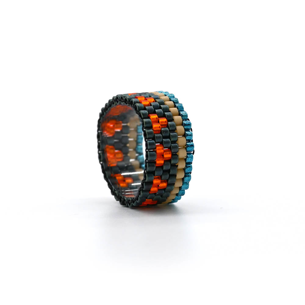 Naronna handmade woven Lanny Ring with colourful pattern