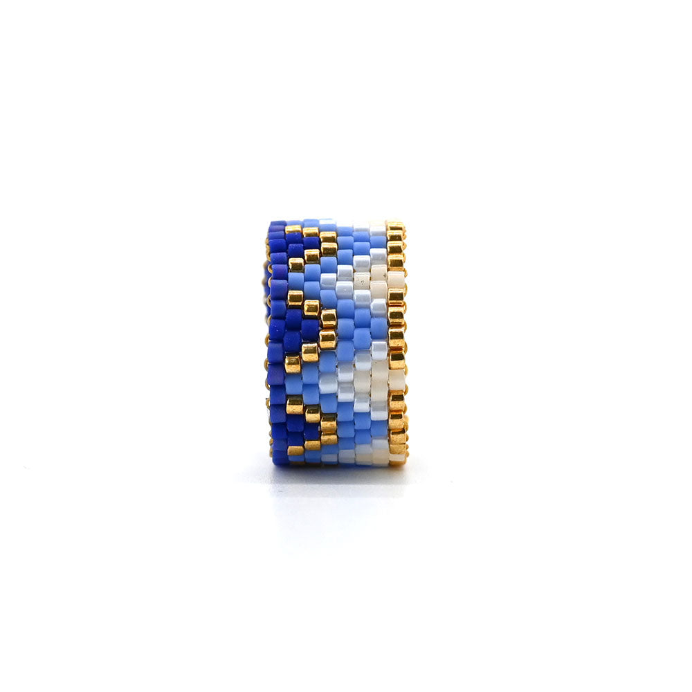 Naronna handmade woven Laura Ring with colourful pattern