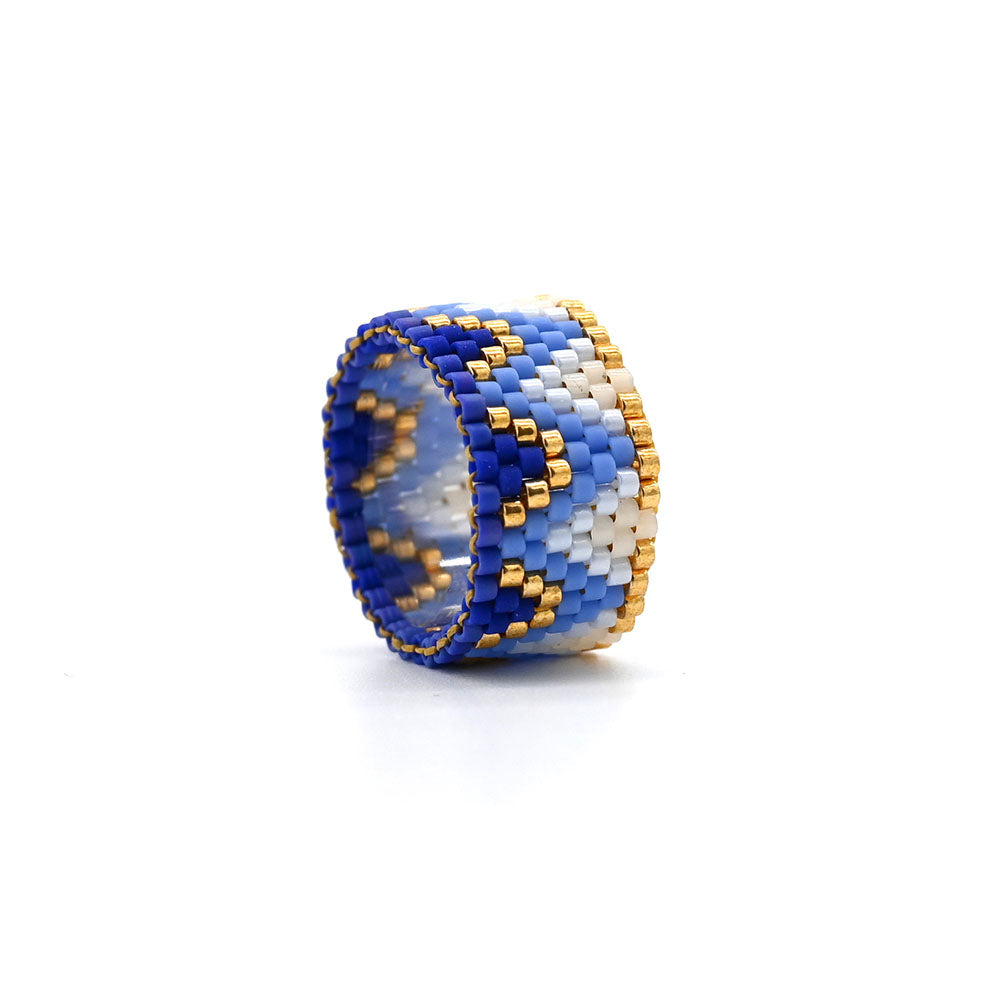 Naronna handmade woven Laura Ring with colourful pattern