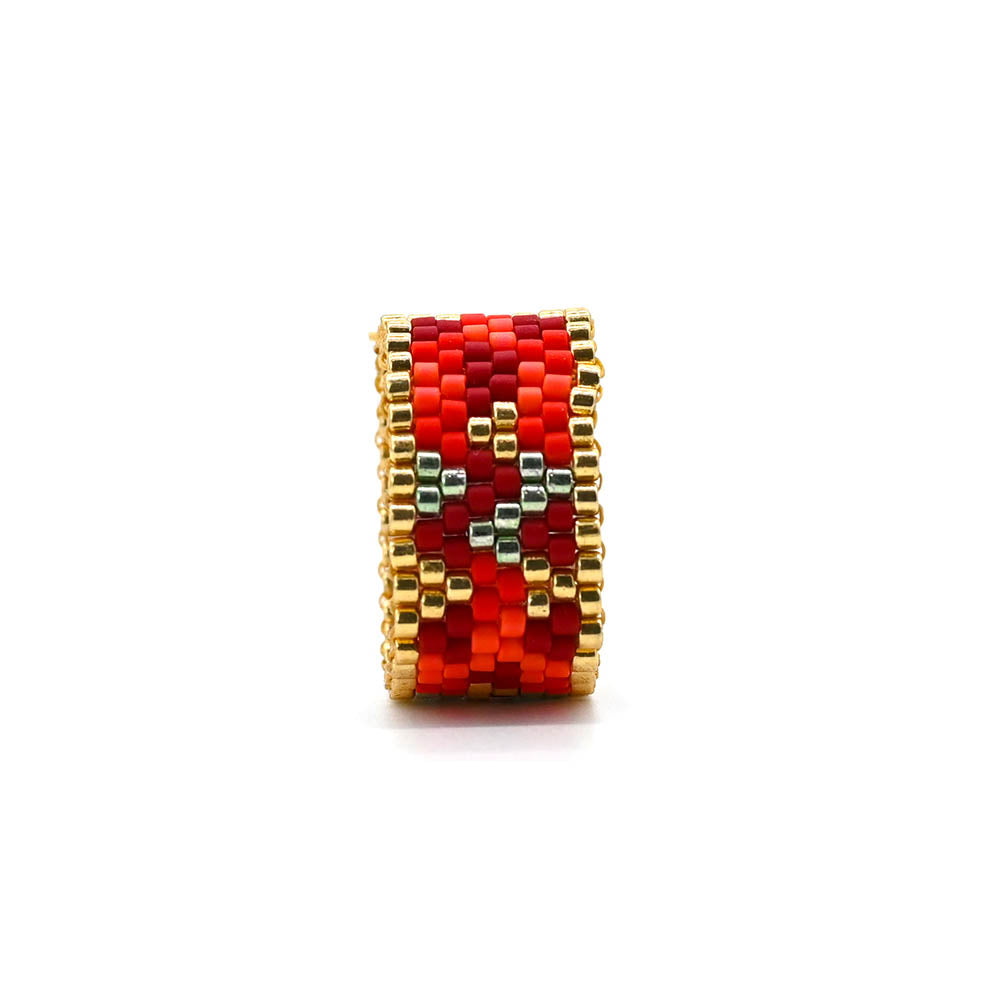 Naronna handmade woven Livia Ring with colourful pattern