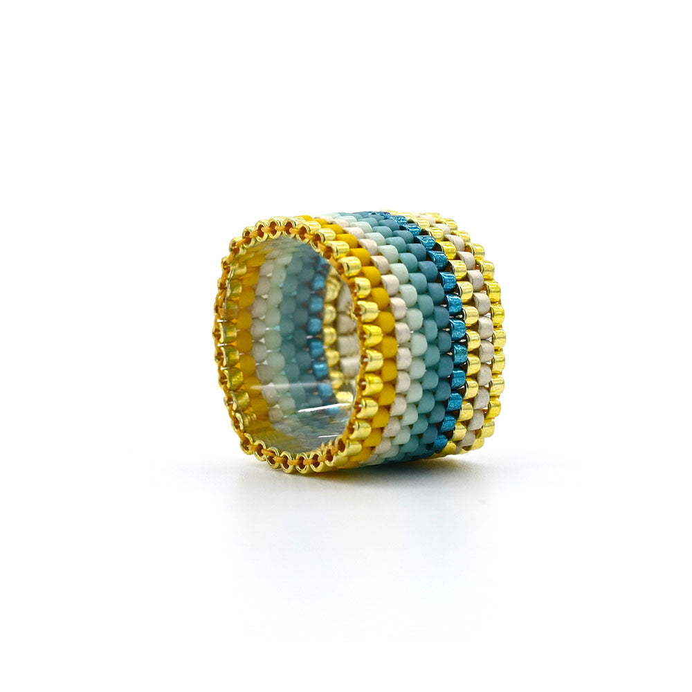 Naronna handmade woven Mae Ring with colourful pattern