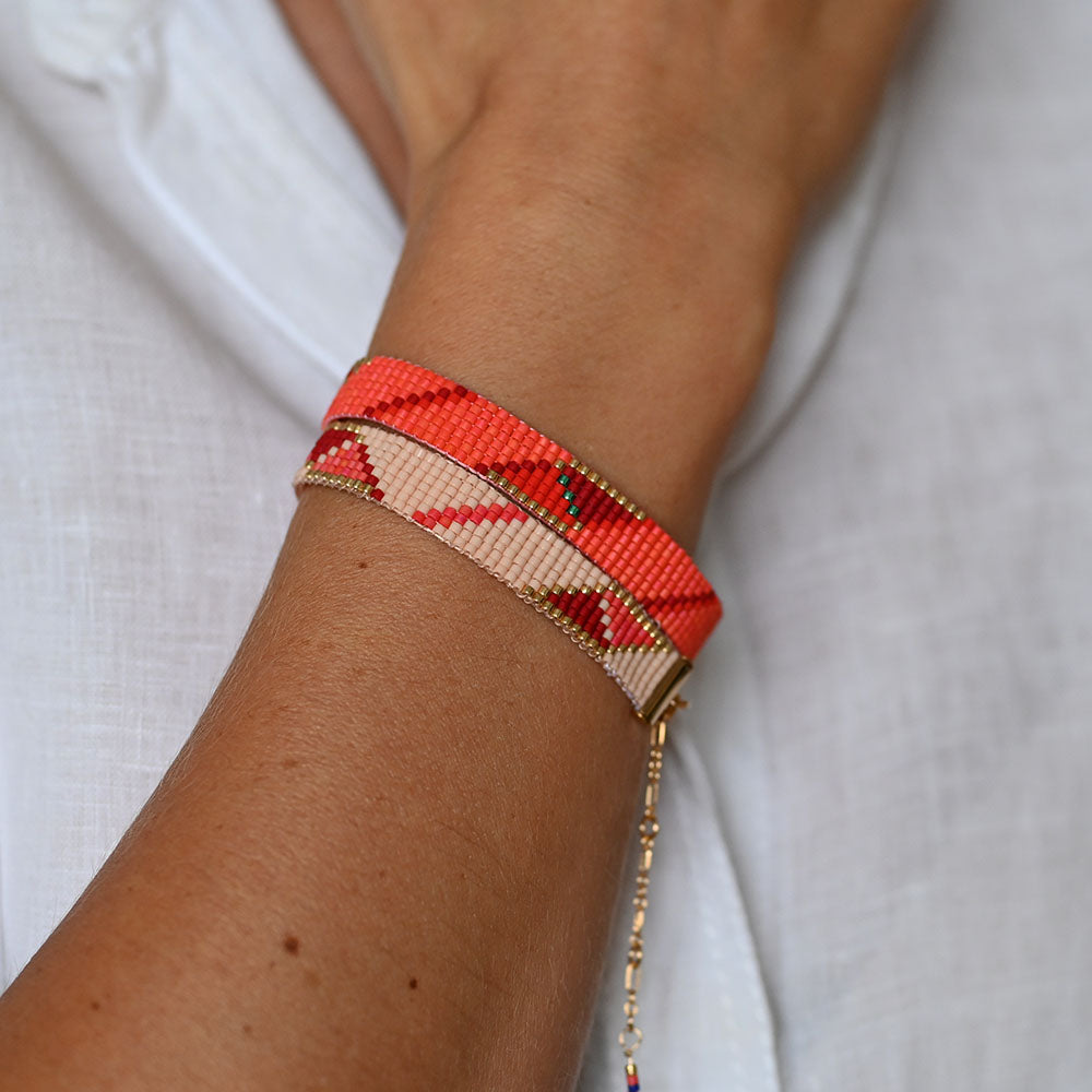 Naronna handmade woven Magnolia Bracelet with colourful pattern