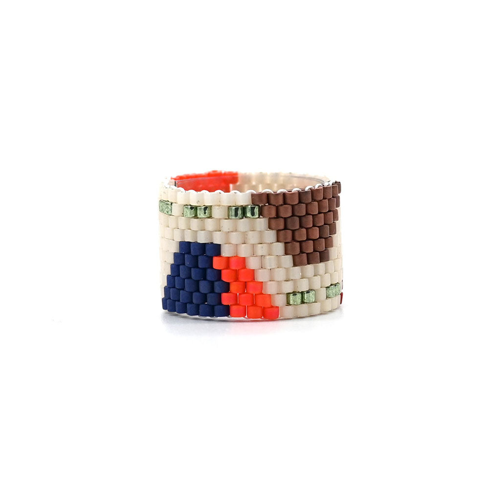 Naronna handmade woven Maluma Ring with colourful pattern