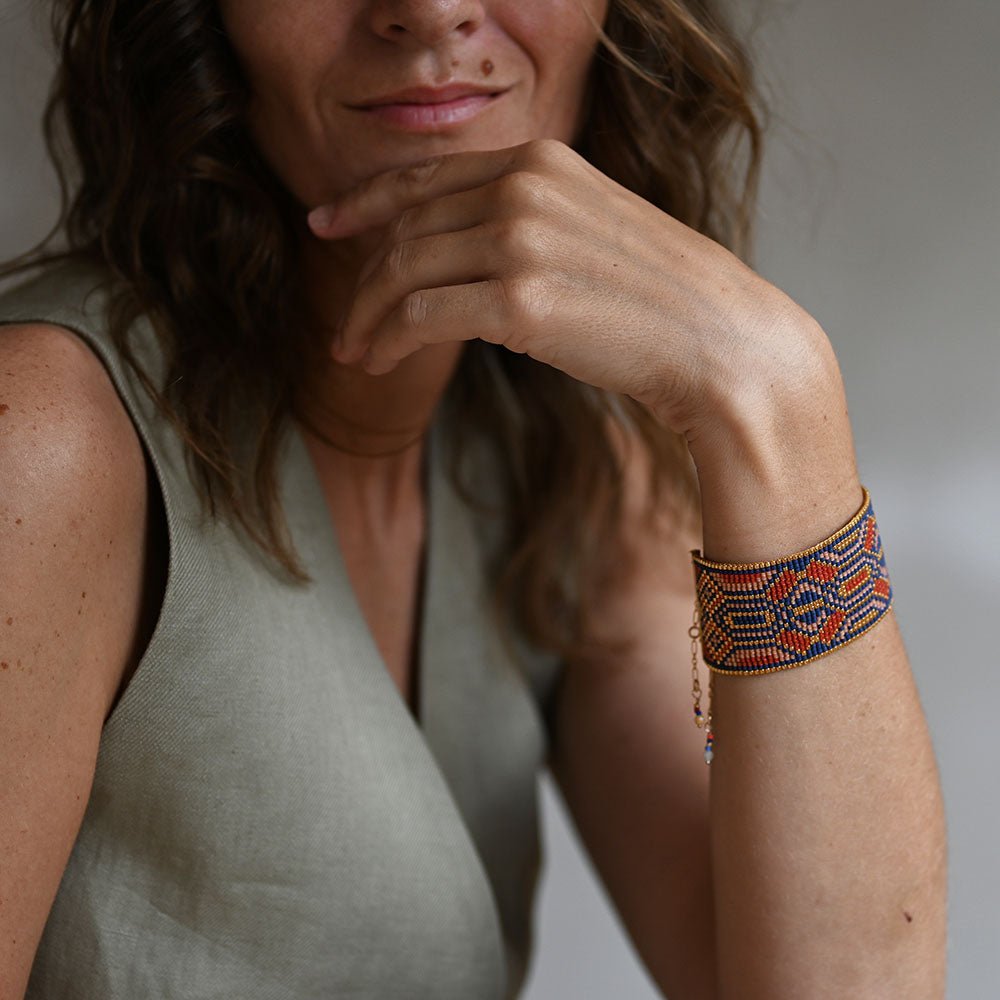 Naronna handmade woven Marina Bracelet with colourful pattern