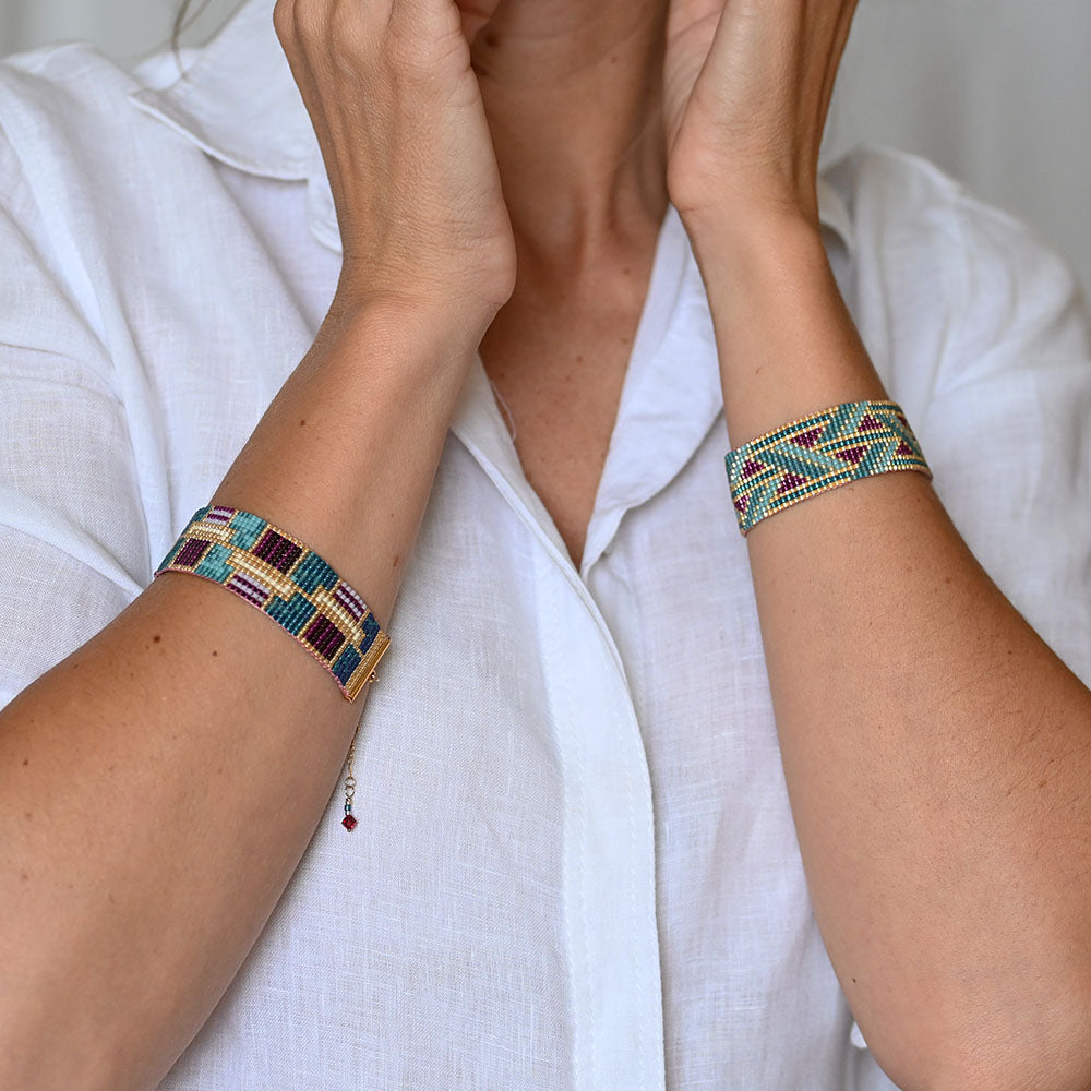 Naronna handmade woven Naomi Bracelet with colourful pattern