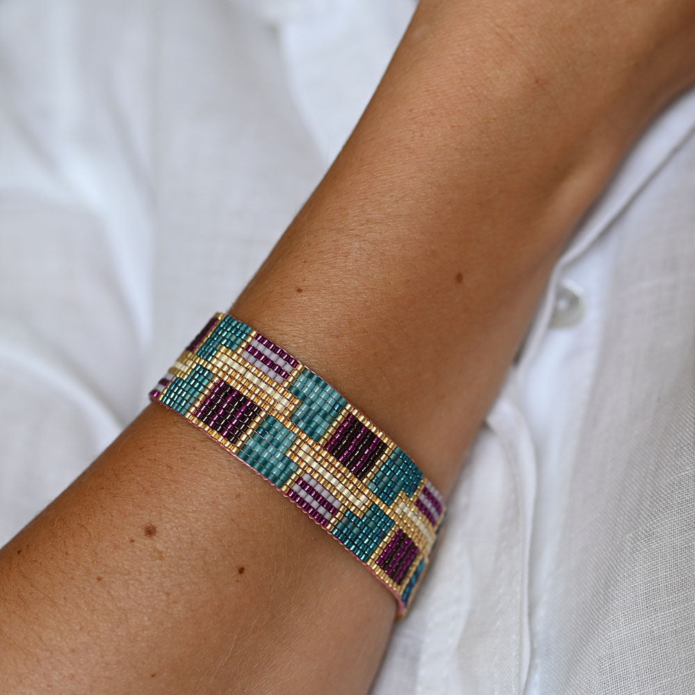 Naronna handmade woven Naomi Bracelet with colourful pattern