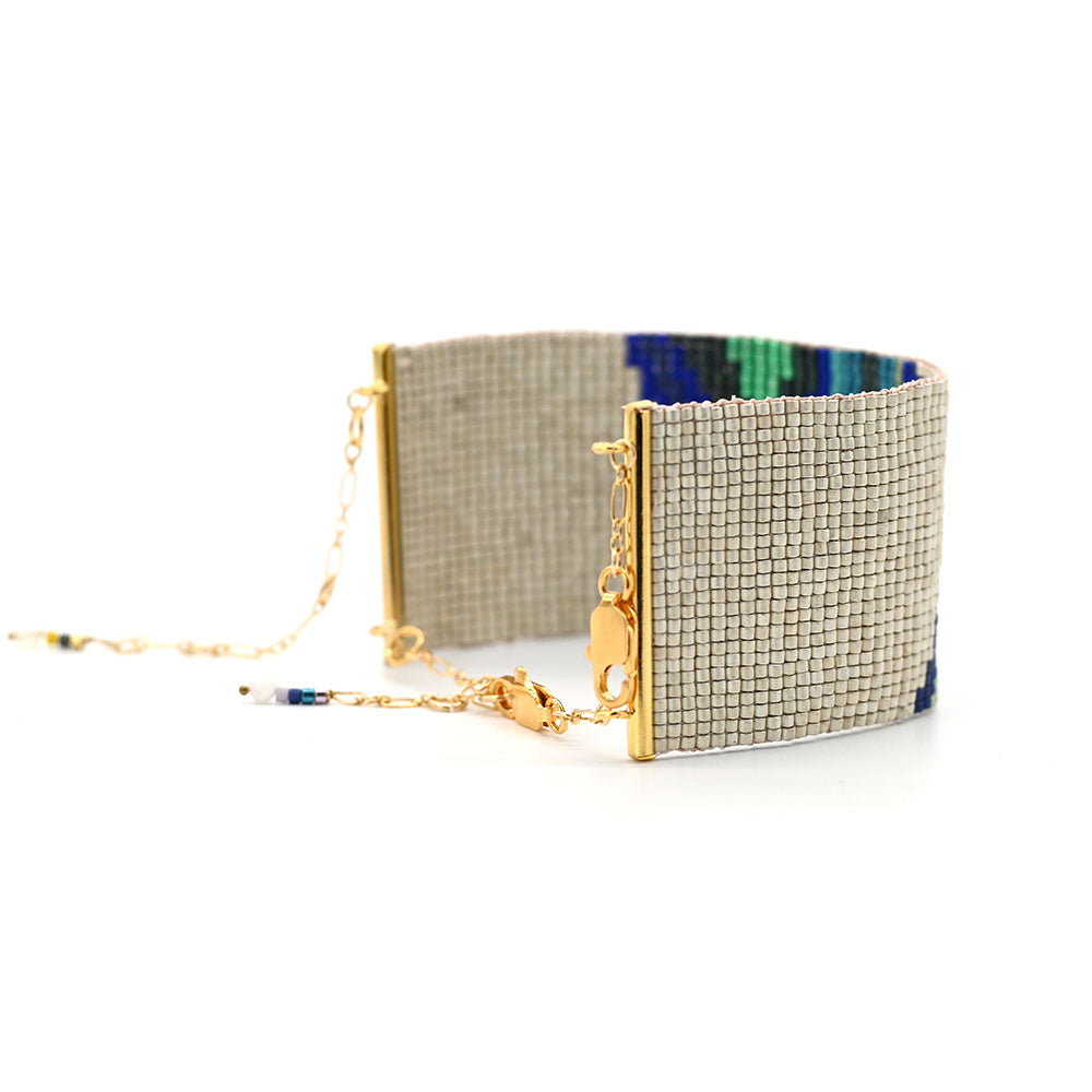 Naronna handmade woven Navy Bracelet with colourful pattern