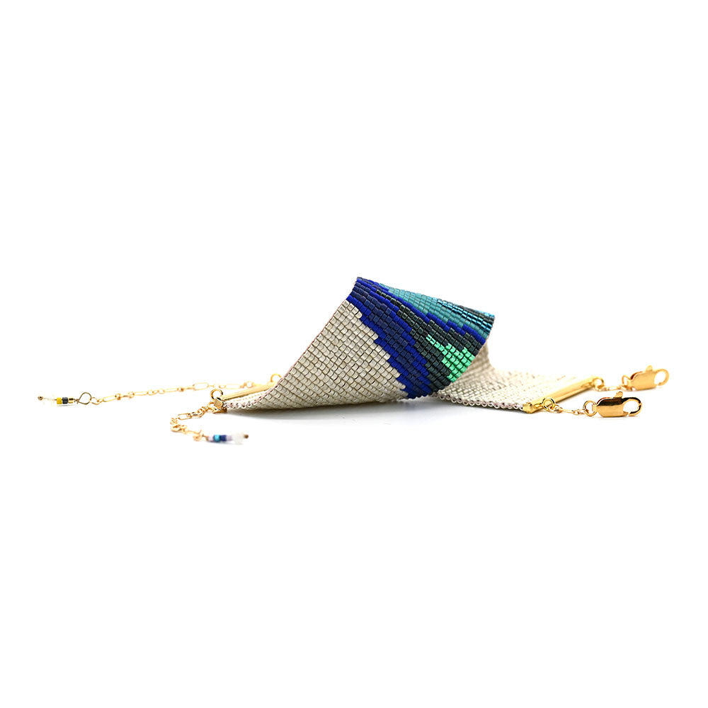 Naronna handmade woven Navy Bracelet with colourful pattern