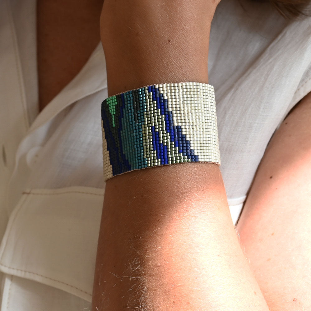 Naronna handmade woven Navy Bracelet with colourful pattern