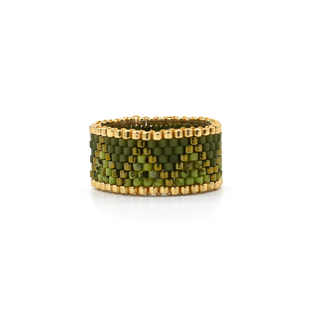 Naronna handmade woven Olivia Ring with colourful pattern