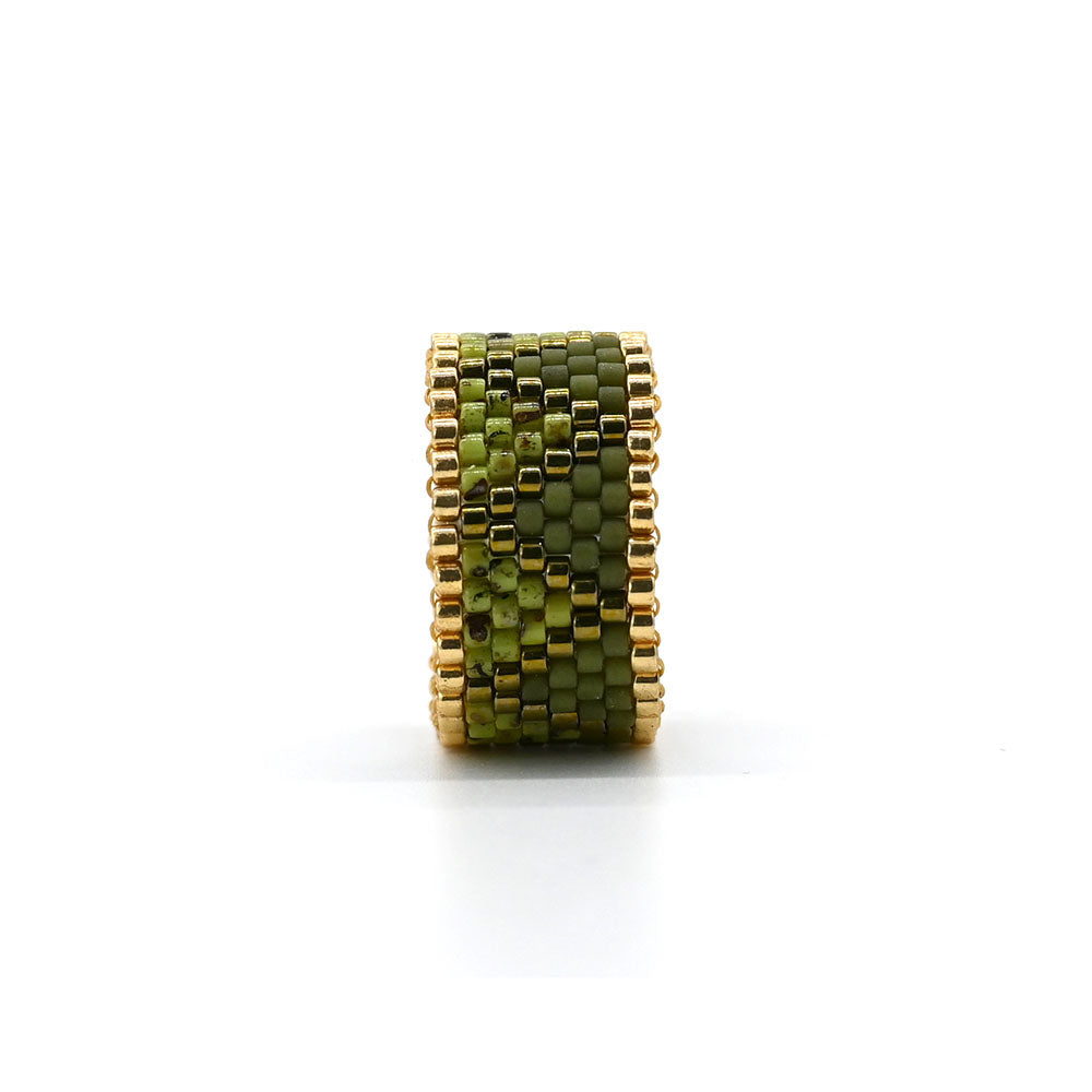 Naronna handmade woven Olivia Ring with colourful pattern