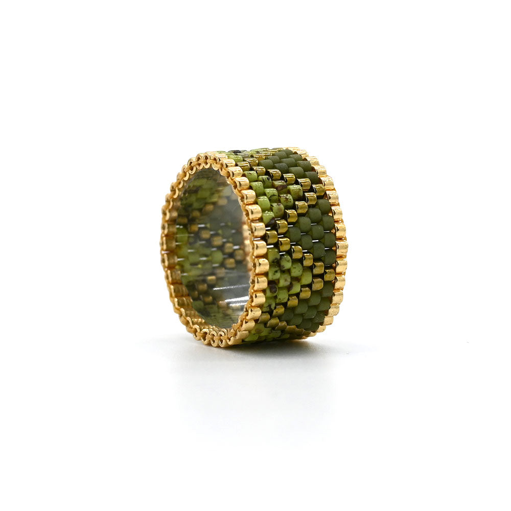 Naronna handmade woven Olivia Ring with colourful pattern