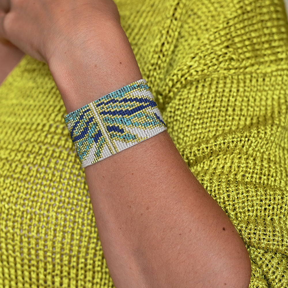 Naronna handmade woven Penelope Bracelet with colourful pattern