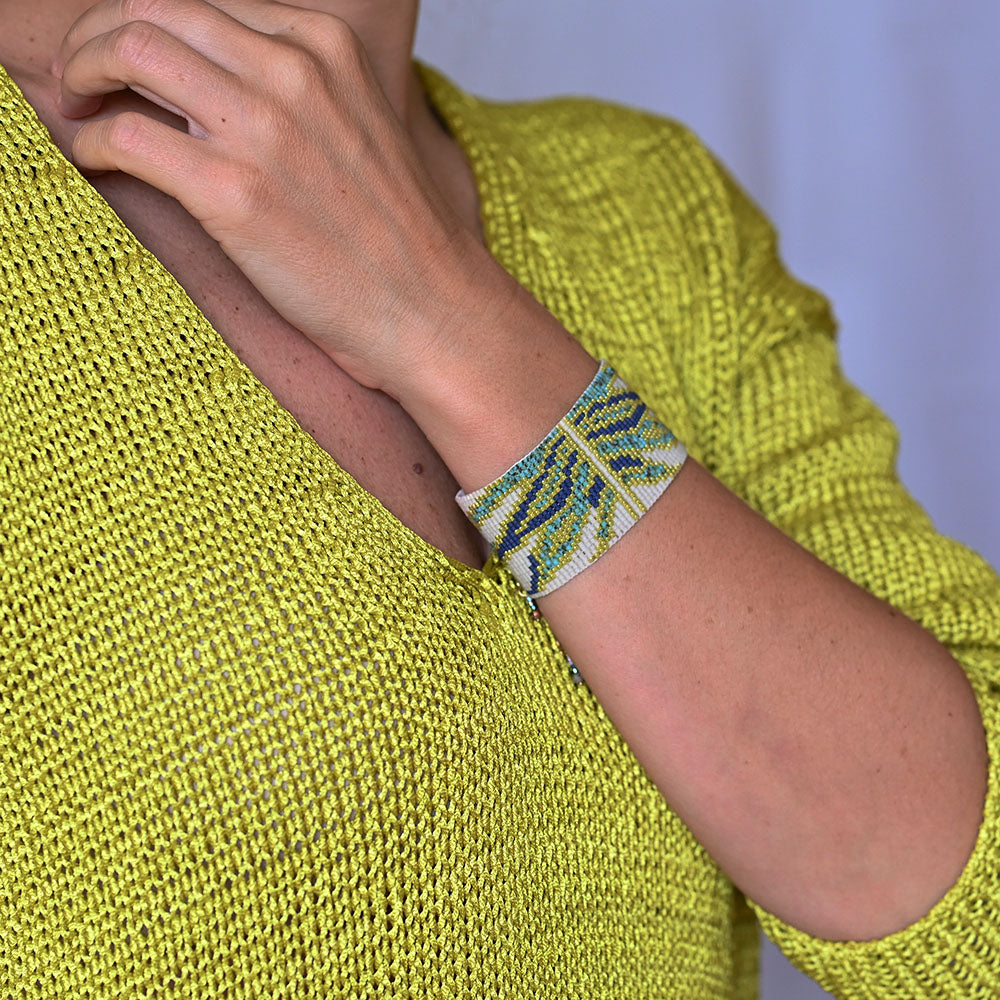 Naronna handmade woven Penelope Bracelet with colourful pattern