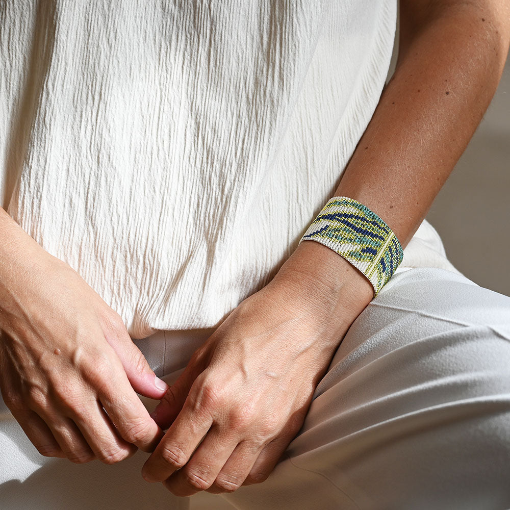 Naronna handmade woven Penelope Bracelet with colourful pattern