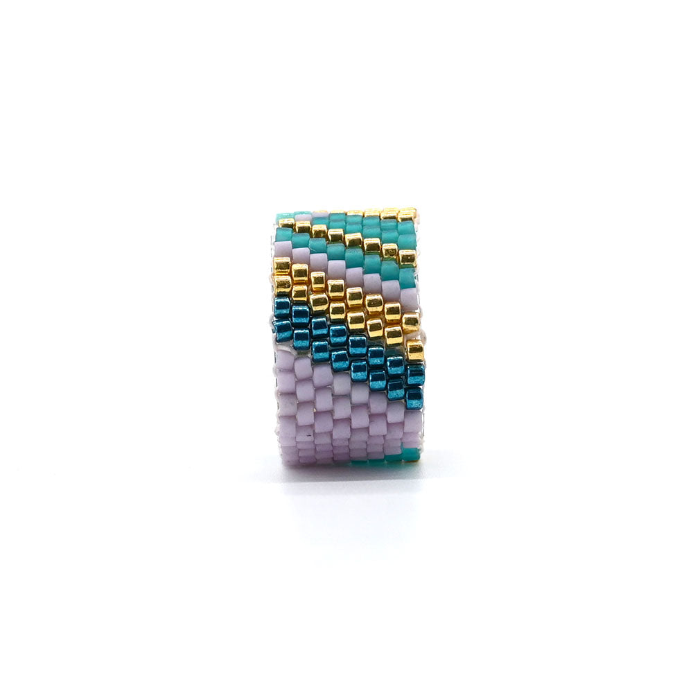 Naronna handmade woven Raven Ring with colourful pattern