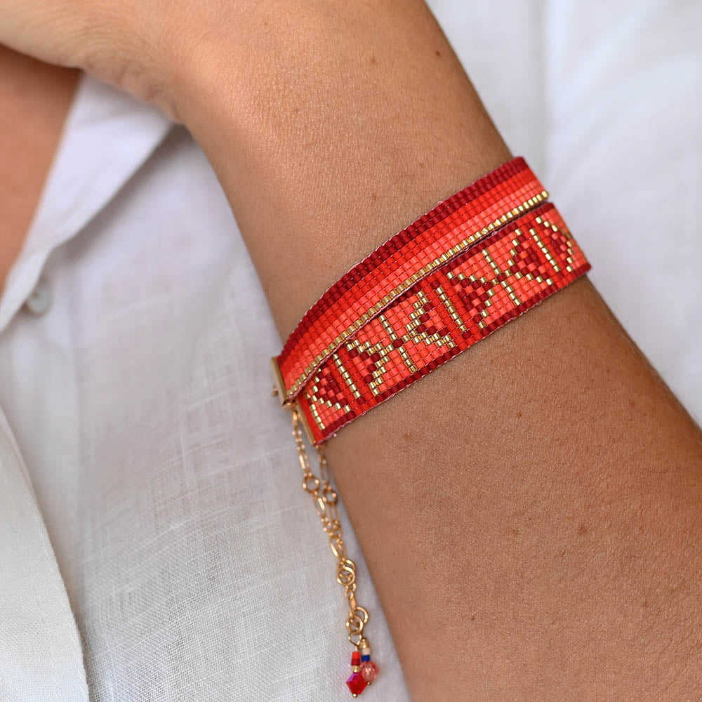 Naronna handmade woven Rheidi Bracelet with colourful pattern