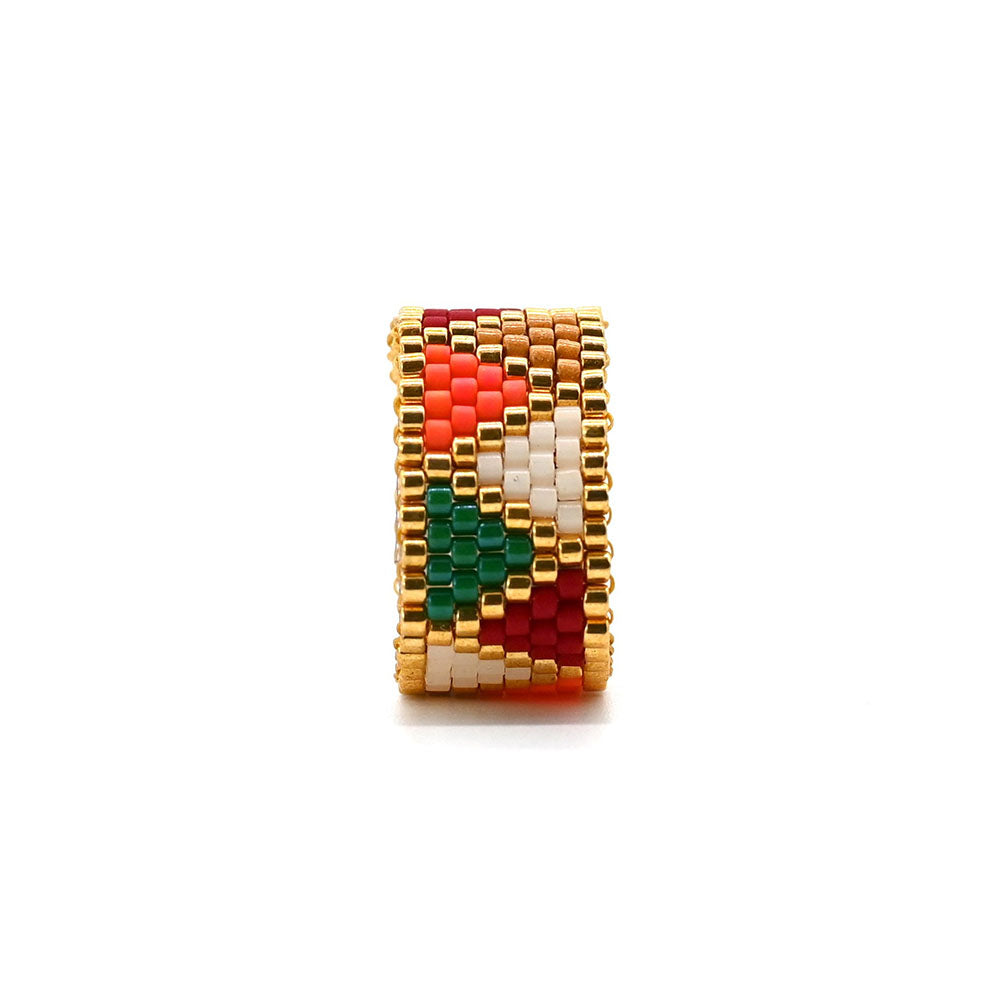 Naronna handmade woven Rosalie Ring with colourful pattern