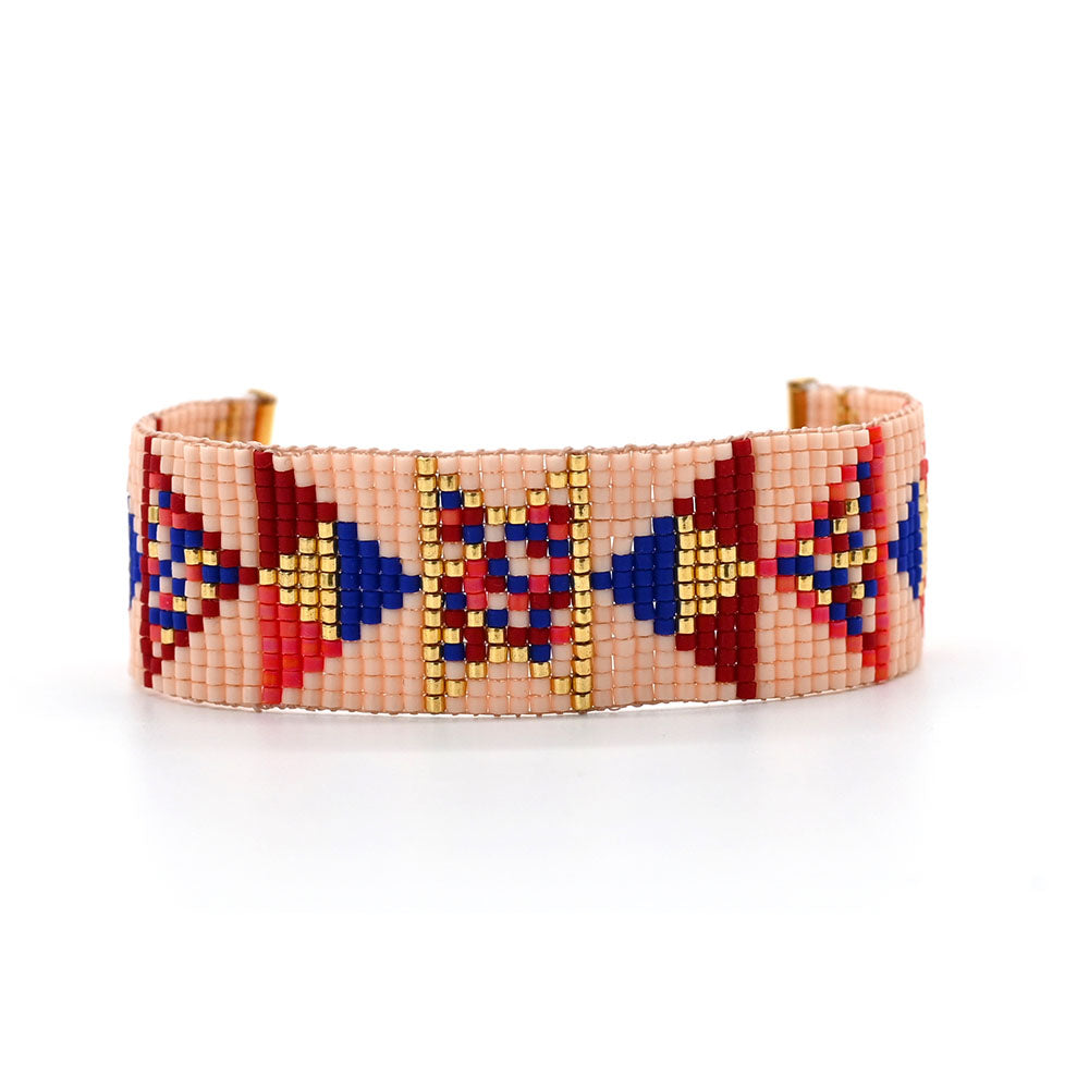 Naronna handmade woven Rose Bracelet with colourful pattern