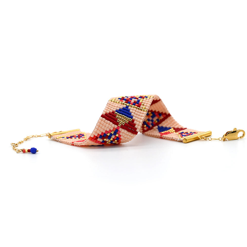 Naronna handmade woven Rose Bracelet with colourful pattern