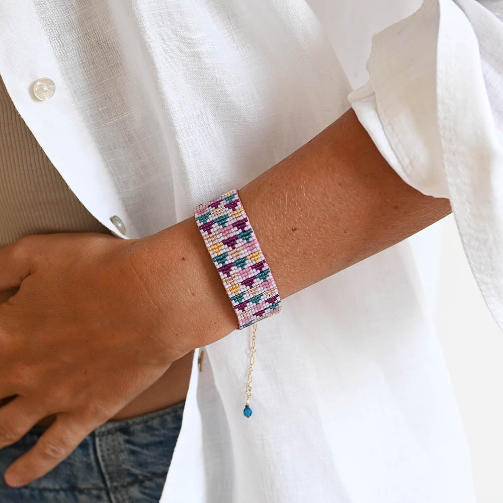 Naronna handmade woven Scarlet Bracelet with colourful pattern