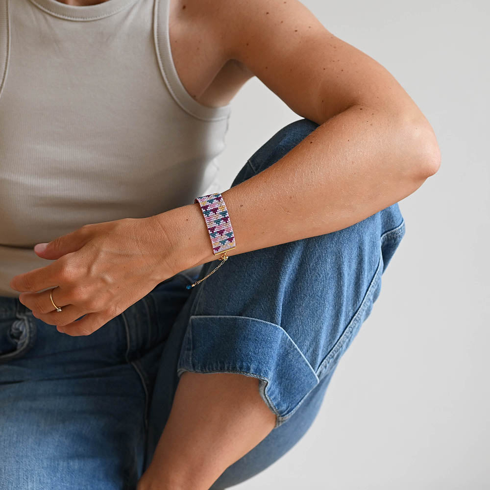 Naronna handmade woven Scarlet Bracelet with colourful pattern