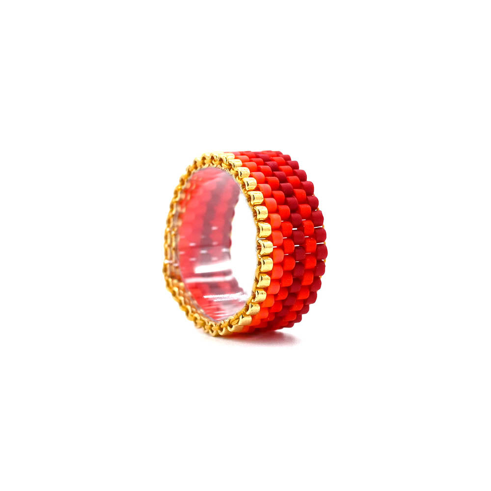 Naronna handmade woven Scout Ring with colourful pattern