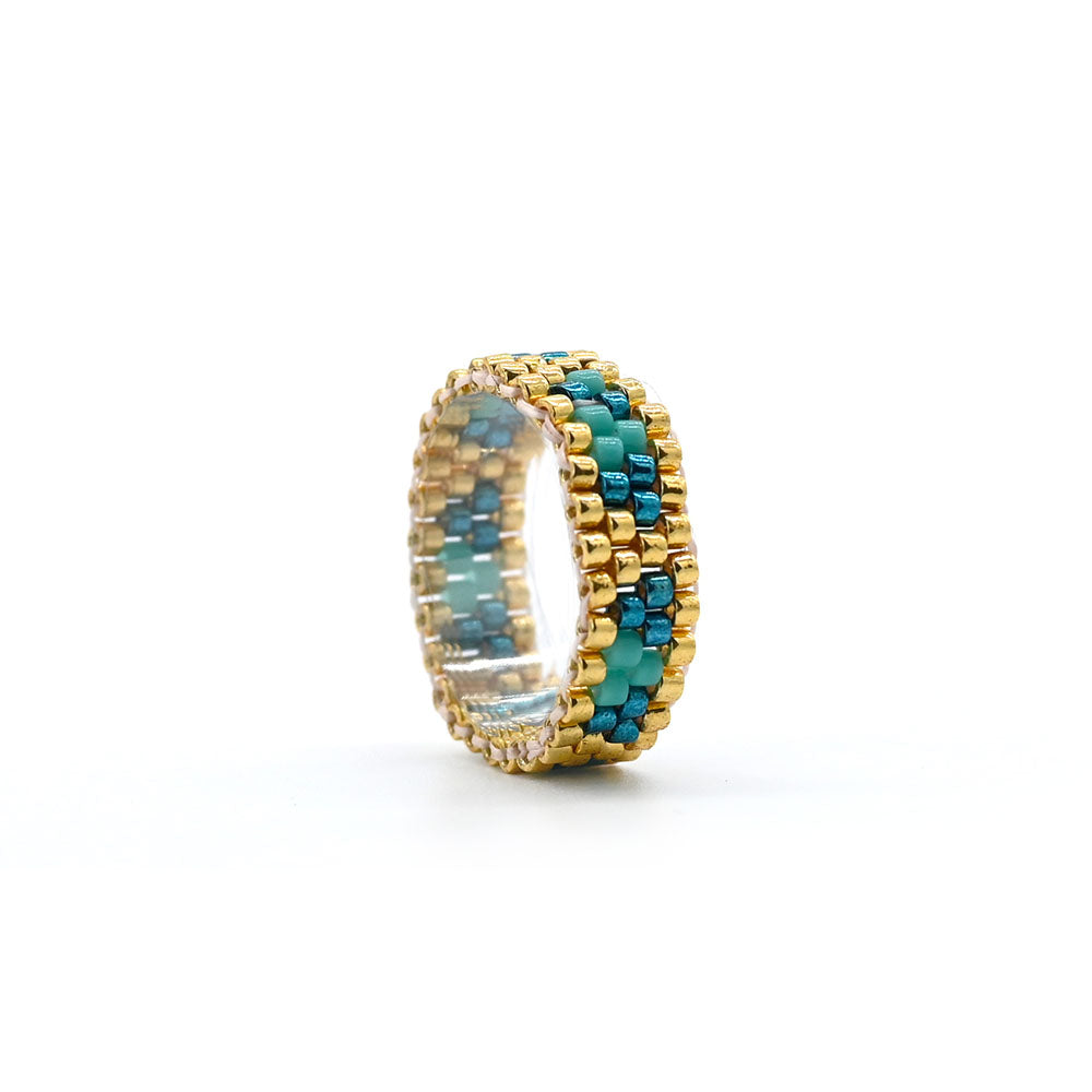 Naronna handmade woven Sierra Ring with colourful pattern