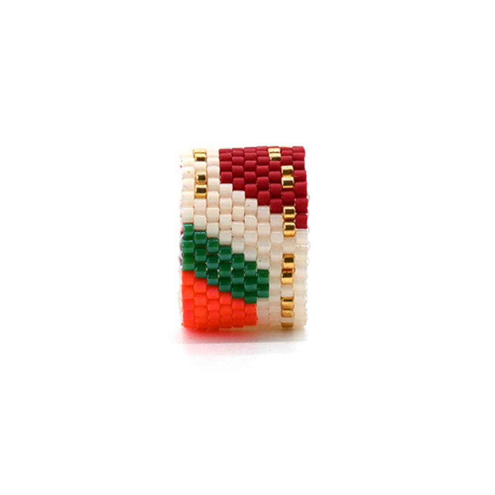 Naronna handmade woven Simone Ring with colourful pattern