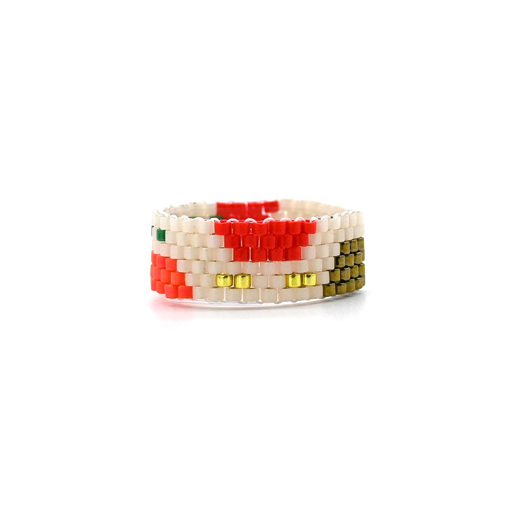 Naronna handmade woven Sol Ring with colourful pattern