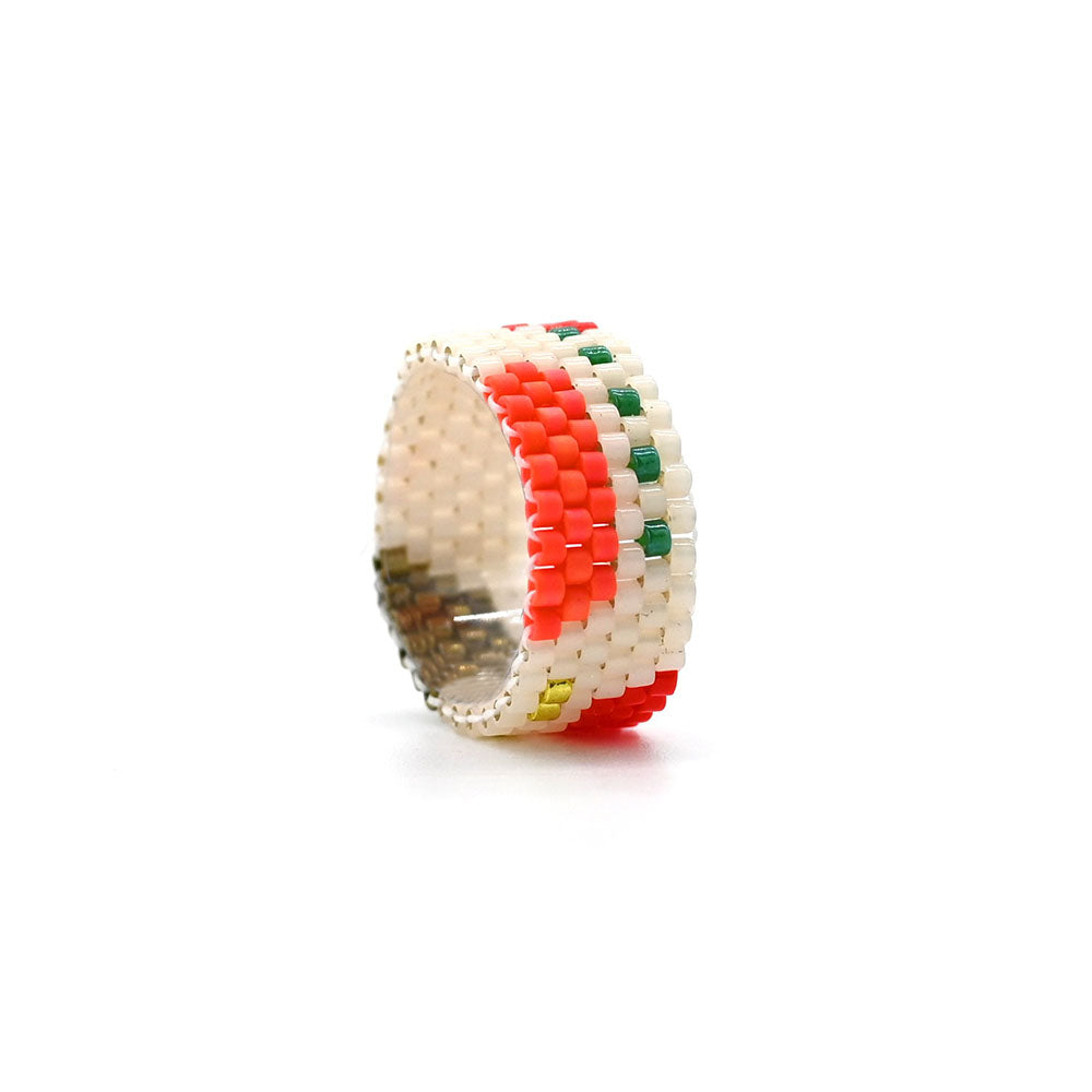 Naronna handmade woven Sol Ring with colourful pattern