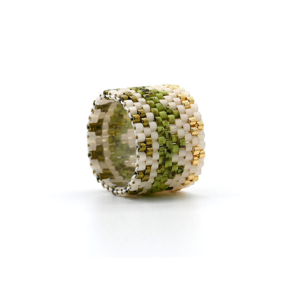 Naronna handmade woven Soleil Ring with colourful pattern