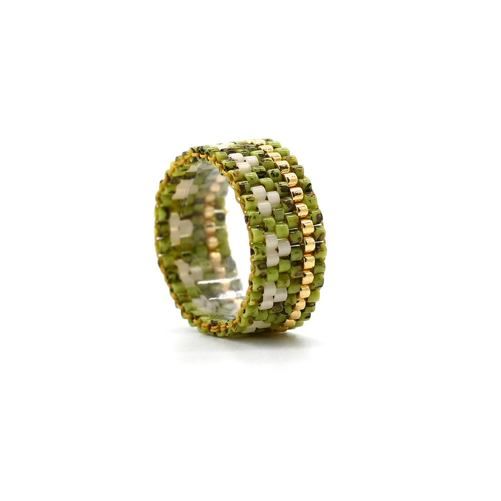 Naronna handmade woven Spalato Ring with colourful pattern