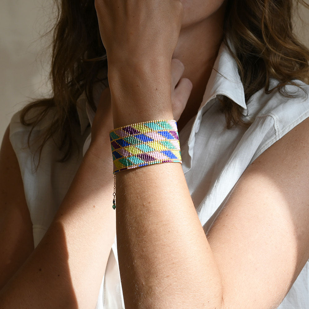 Naronna handmade woven Stella Bracelet with colourful pattern